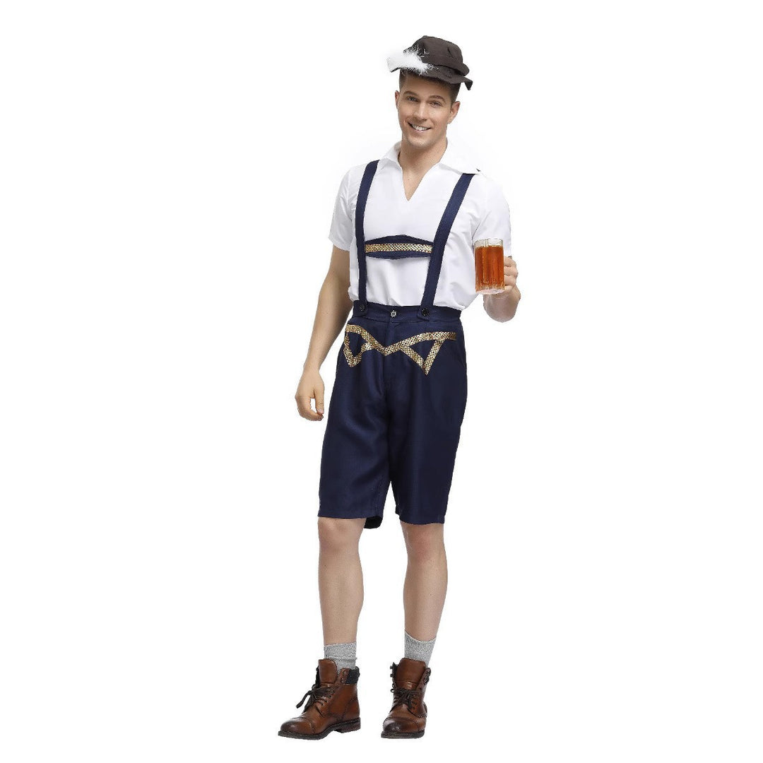 Herren nan traditionelle Oktoberfest Lederhose kurz mit verstellbaren Trägern und Zierstickerei Echo Archiv