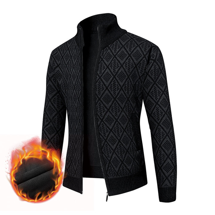Herren Thermo-Strickzipjacke mit Jacquardmuster und Fleece-Innenfutter Echo Archiv