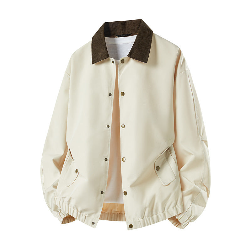 Herren Kurz geschnittene Coachjacke mit Cordkragen, verdeckter Druckknopfleiste & elastischem Saum Echoarchiv