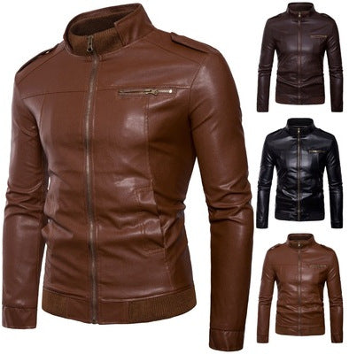Herren Kunstleder Bikerjacke mit aufregenden Details und modernem Schnitt Echoarchiv