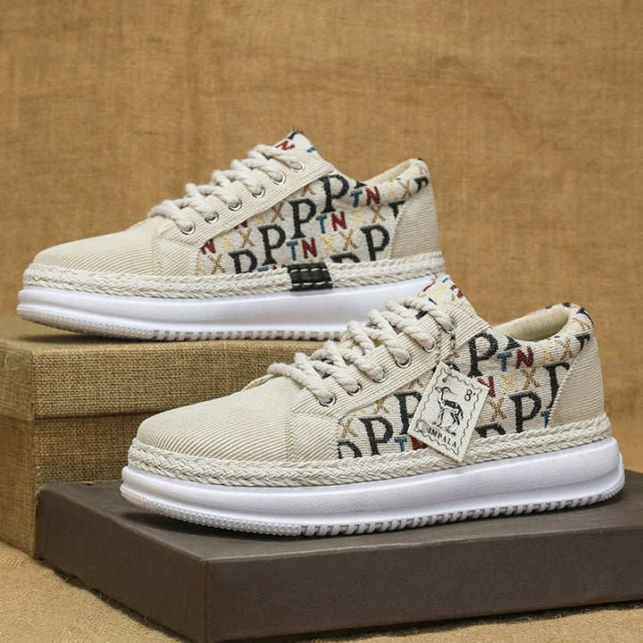 Damen Plateau-Espadrille-Sneaker mit geflochtenem Jute-Detail und monogramm-Canvas Echo Archiv