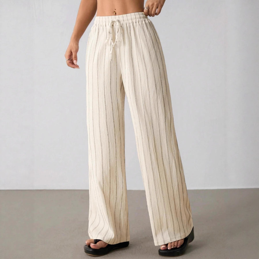 Damen Weite Strickhose mit hohem Bund und Kordelzug Echo Archiv