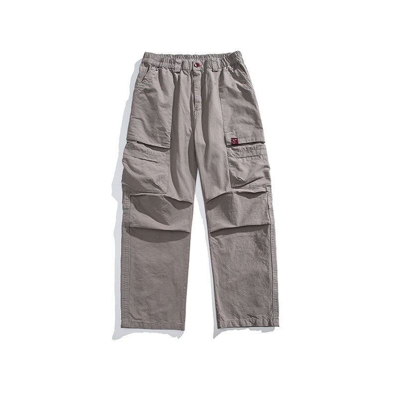 Herren Lockere Cargohose mit elastischem Bund, Multifunktionstaschen und geradem Bein Echo Archiv