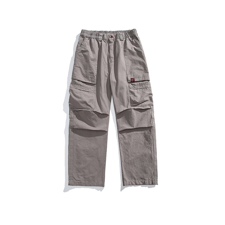Herren Lockere Cargohose mit elastischem Bund, Multifunktionstaschen und geradem Bein Echo Archiv
