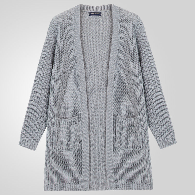 Herren Großer Strickcardigan mit tiefem Schnitt und strukturiertem Design Echoarchiv