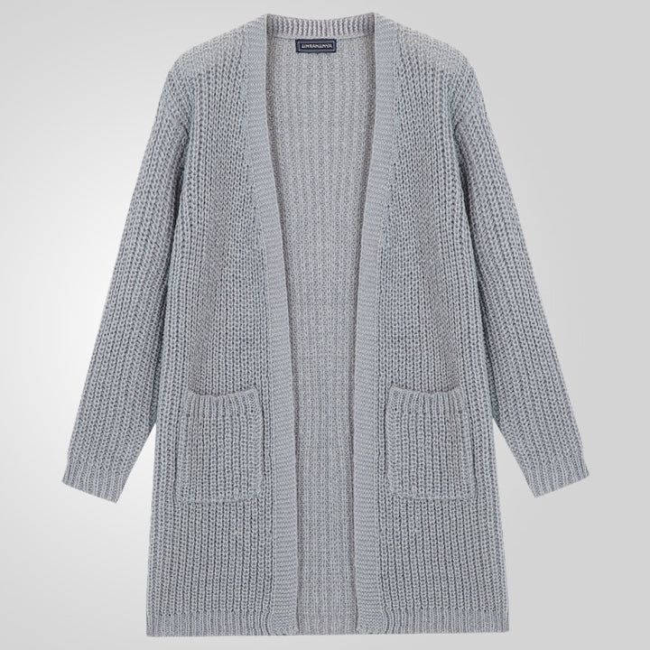 Herren Großer Strickcardigan mit tiefem Schnitt und strukturiertem Design Echoarchiv