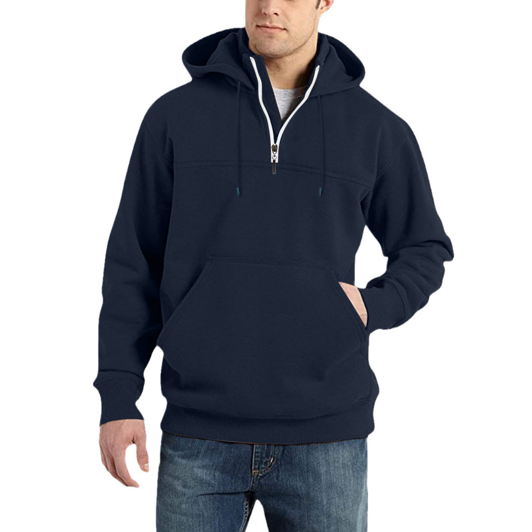 Herren modischer Kapuzenpullover mit halbem Reißverschluss und praktischen Kängurutaschen Echoarchiv