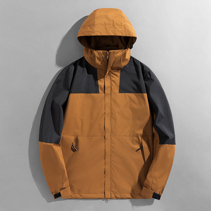 Herren Colorblock Wind- und Wasserabweisende Kapuzenjacke mit atmungsaktiver Softshell-Membran Echoarchiv