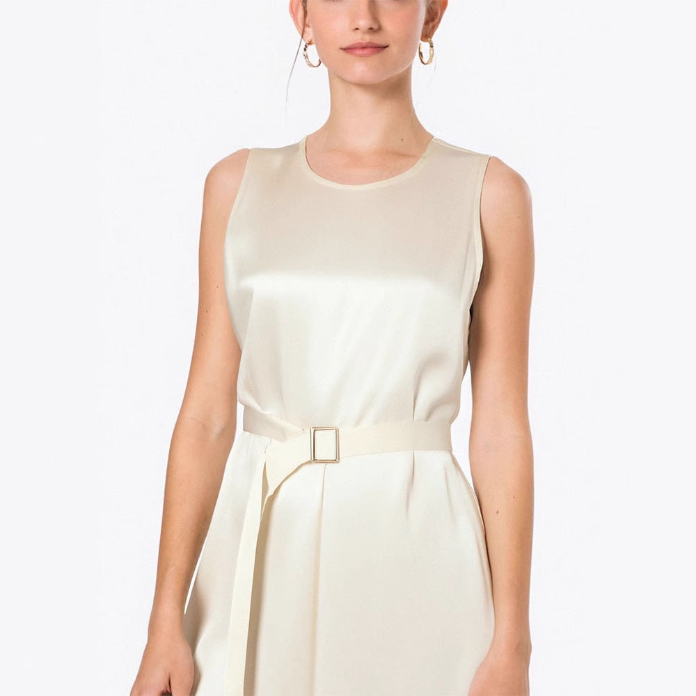 Damen Elegantes Midikleid mit Taillengürtel und fließendem Schnitt Echo Archiv
