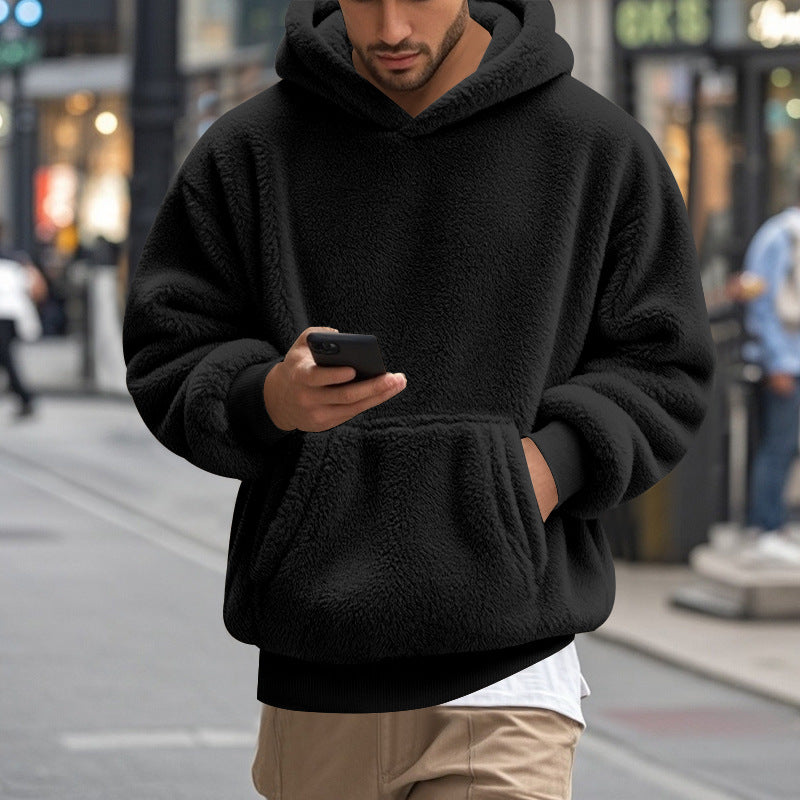 Herren übergroßer Fleece-Hoodie mit Kängurutasche und gemütlichem Schnitt Echoarchiv