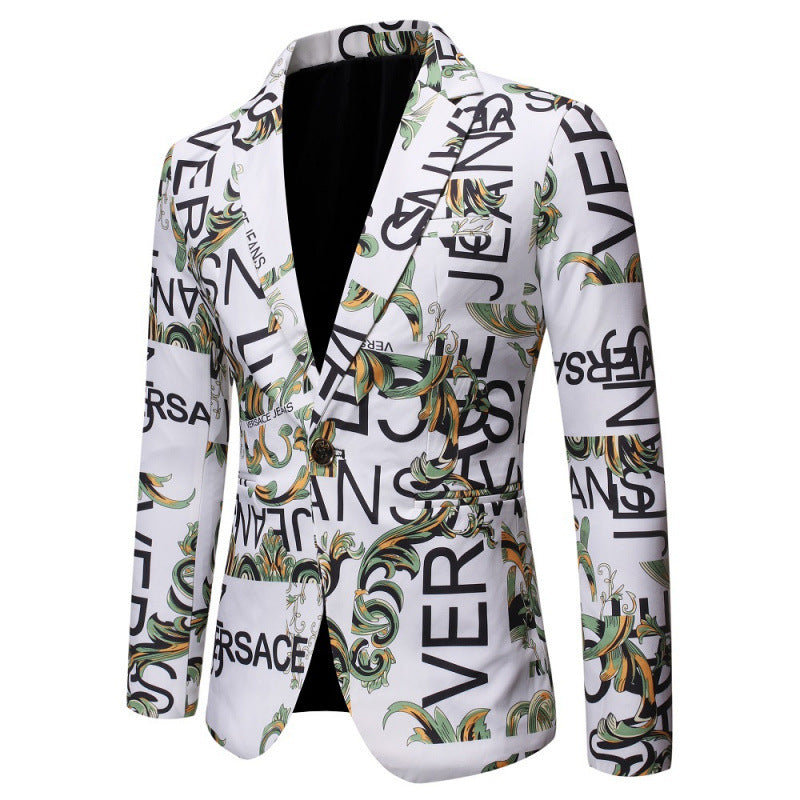 Herren Designer-Blazer mit kreativem Schriftzug Echoarchiv