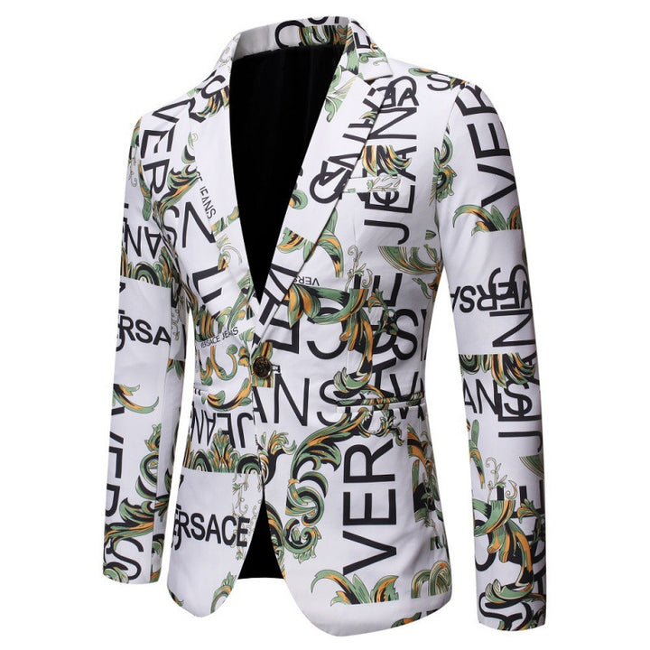 Herren Designer-Blazer mit kreativem Schriftzug Echoarchiv