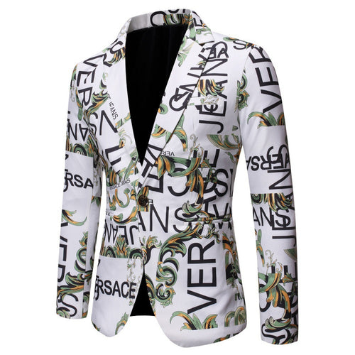 Herren Designer-Blazer mit kreativem Schriftzug Echoarchiv