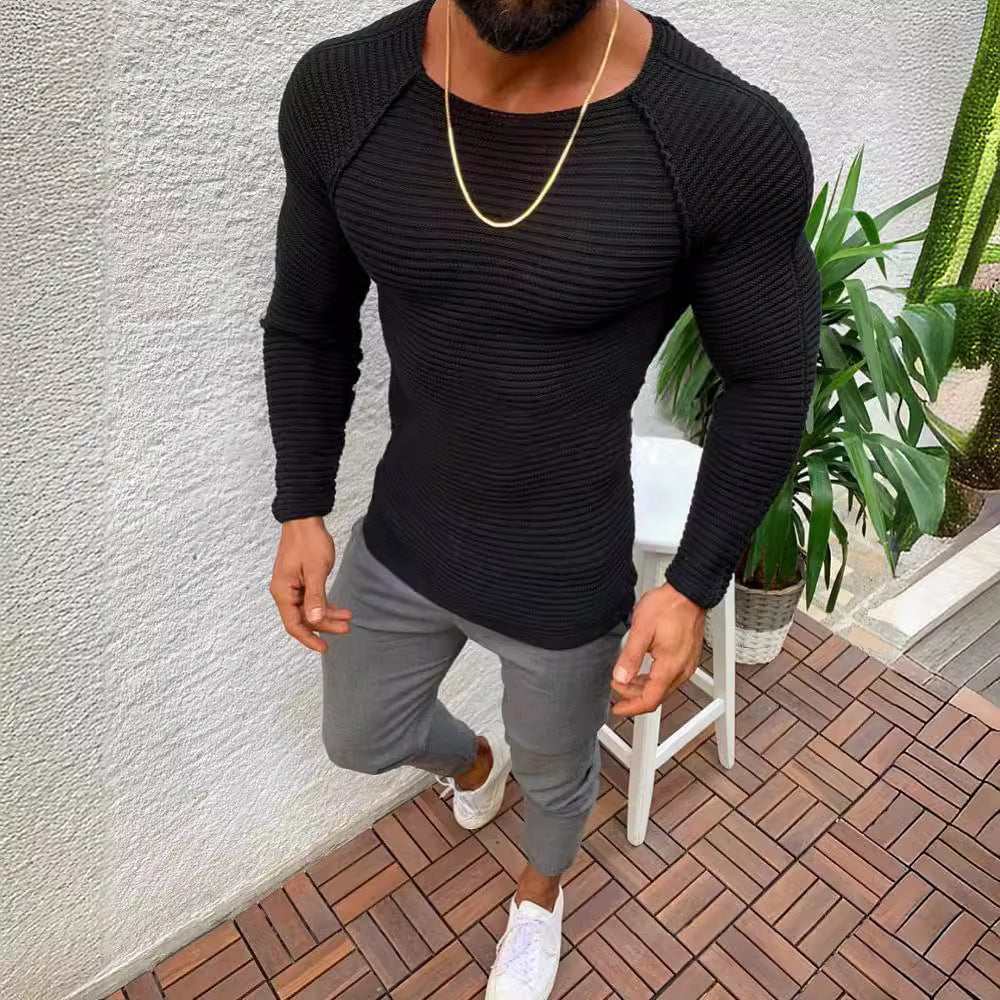 Herren stylisches gestreiftes Langarmshirt Echoarchiv