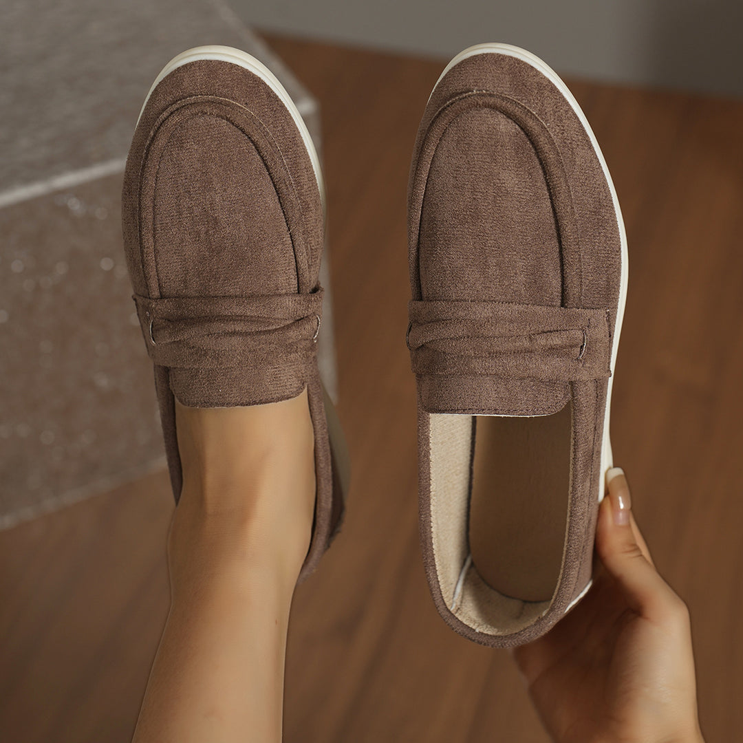 Damen Slip-On-Loafer aus Veloursimitat mit gepolstertem Fußbett Echo Archiv