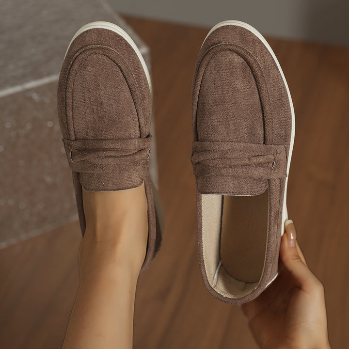 Damen Slip-On-Loafer aus Veloursimitat mit gepolstertem Fußbett Echo Archiv