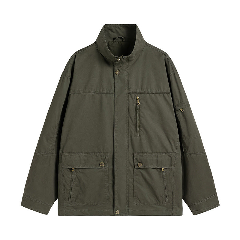 Herren leichte Utility-Feldjacke mit Stehkragen und Mehrfachtaschen Echo Archiv