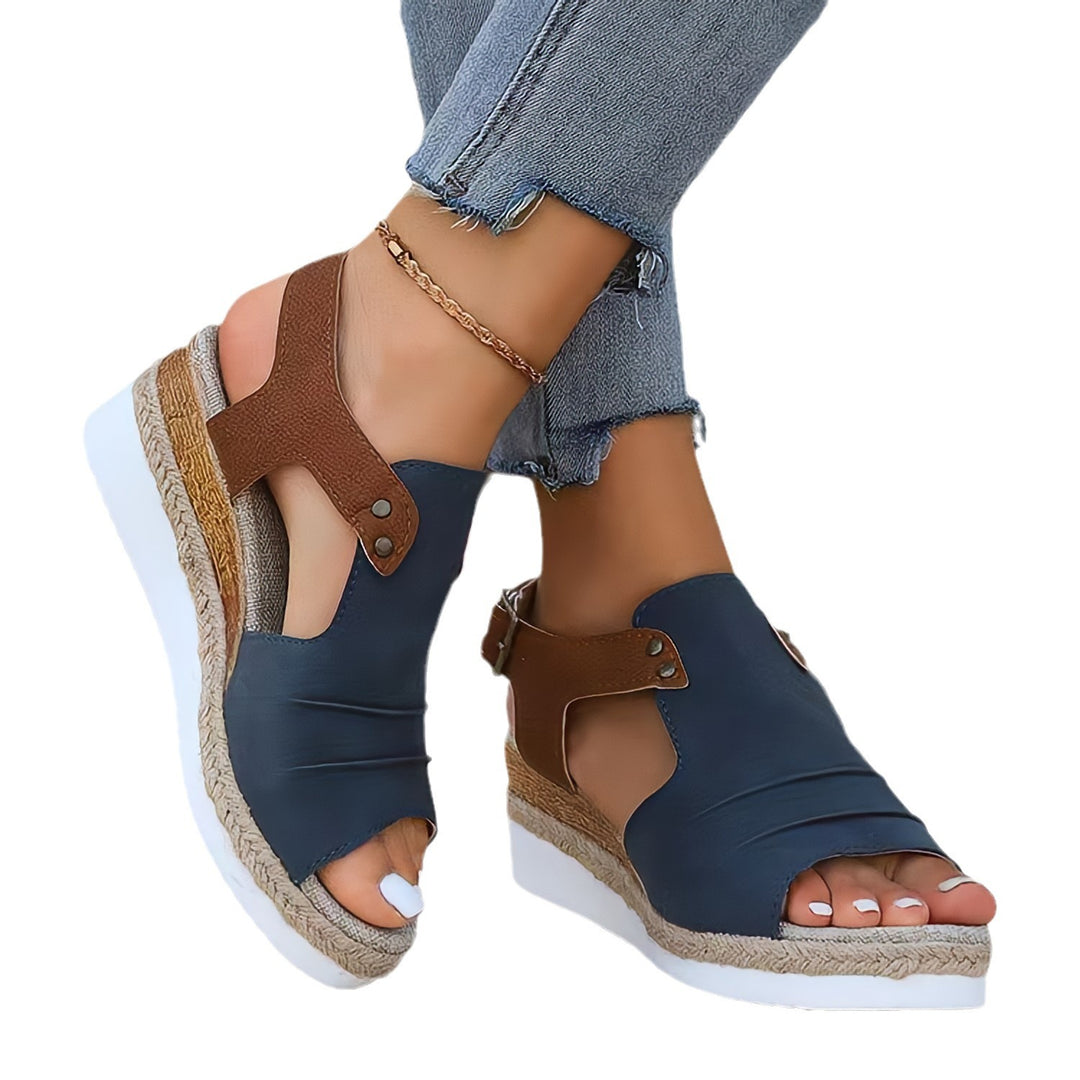 Damen nan Keilsandalette mit juteumwickeltem Espadrille-Plateau verstellbarem Fersenriemen und gepolstertem Komfortfußbett Echo Archiv