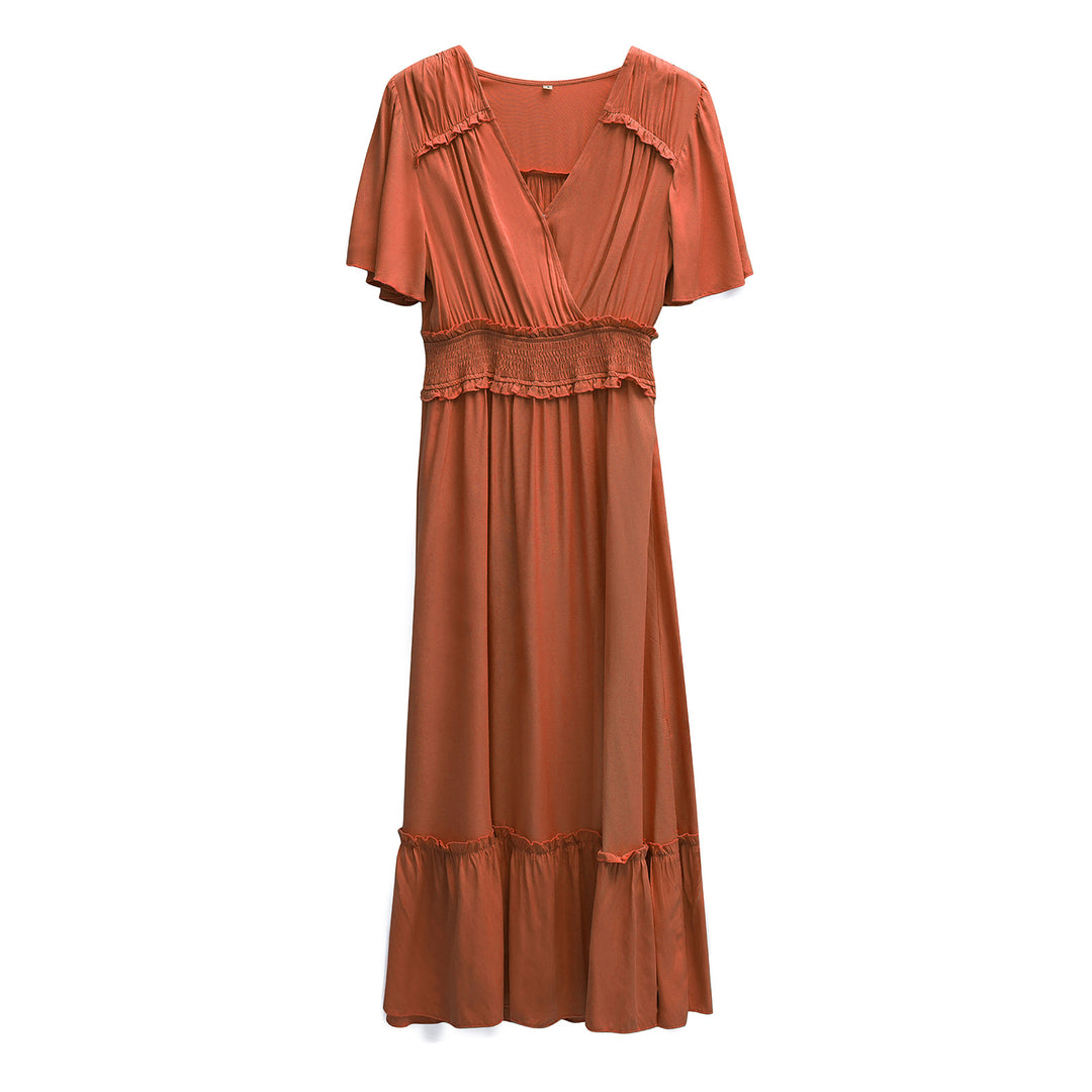 Damen Midikleid mit Schößchen, elastischem Tailleneinsatz und eleganten Rüschen Echo Archiv