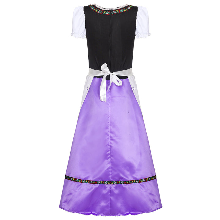 Damen nan traditionelles Dirndlkleid mit bestickter Schürze und Schnürmieder Echo Archiv