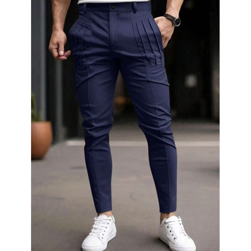 Herren stylische Slim-Fit Anzughose mit plissiertem Design Echoarchiv