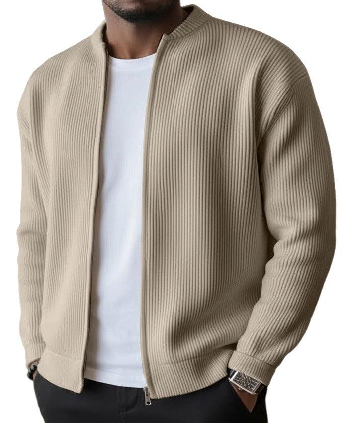 Herren Rippstrick Bomber Cardigan mit vollem Reißverschluss EB – Taviero