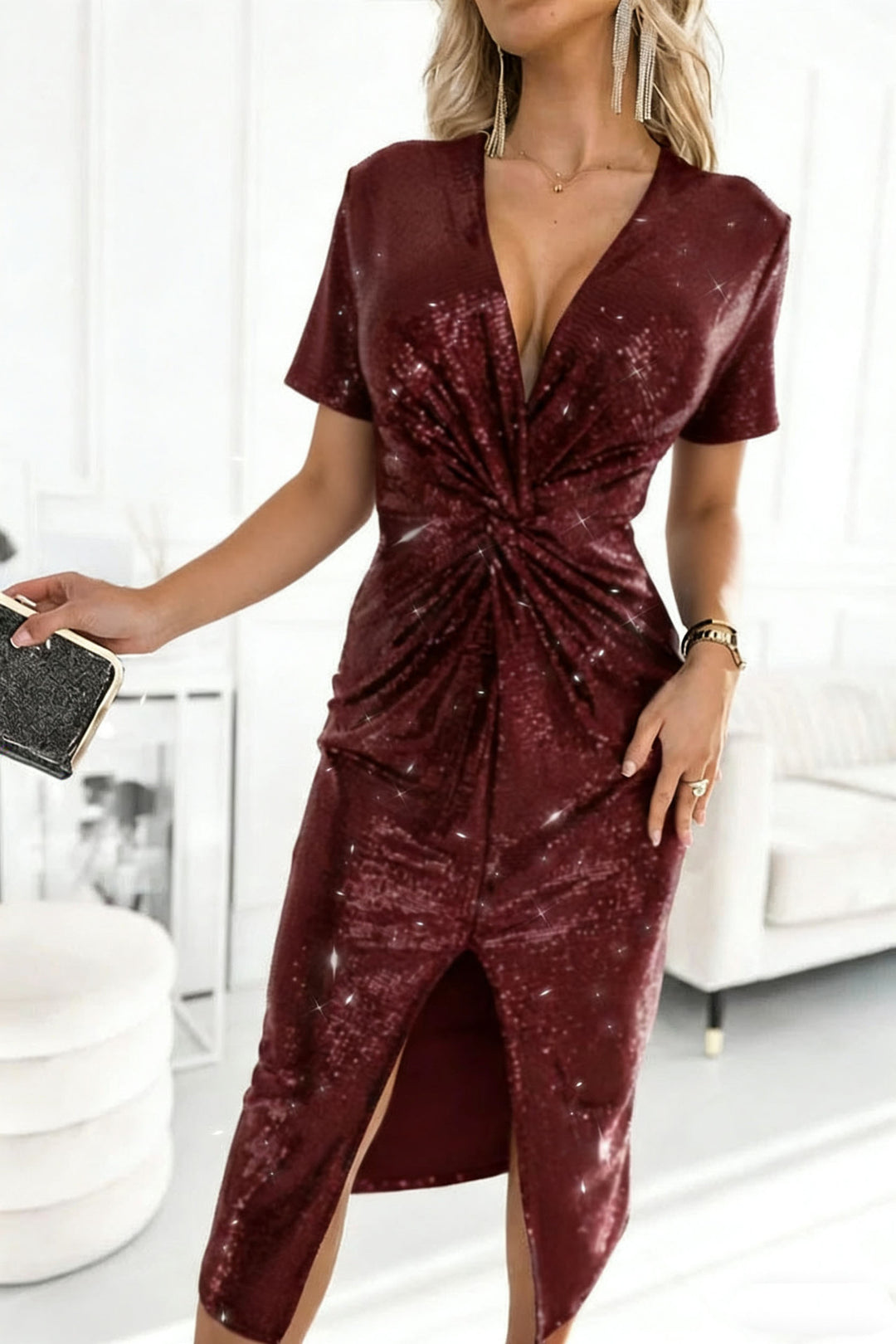 Damen Glamouröses Cocktailkleid mit aufregendem Schlitzdesign Echo Archiv