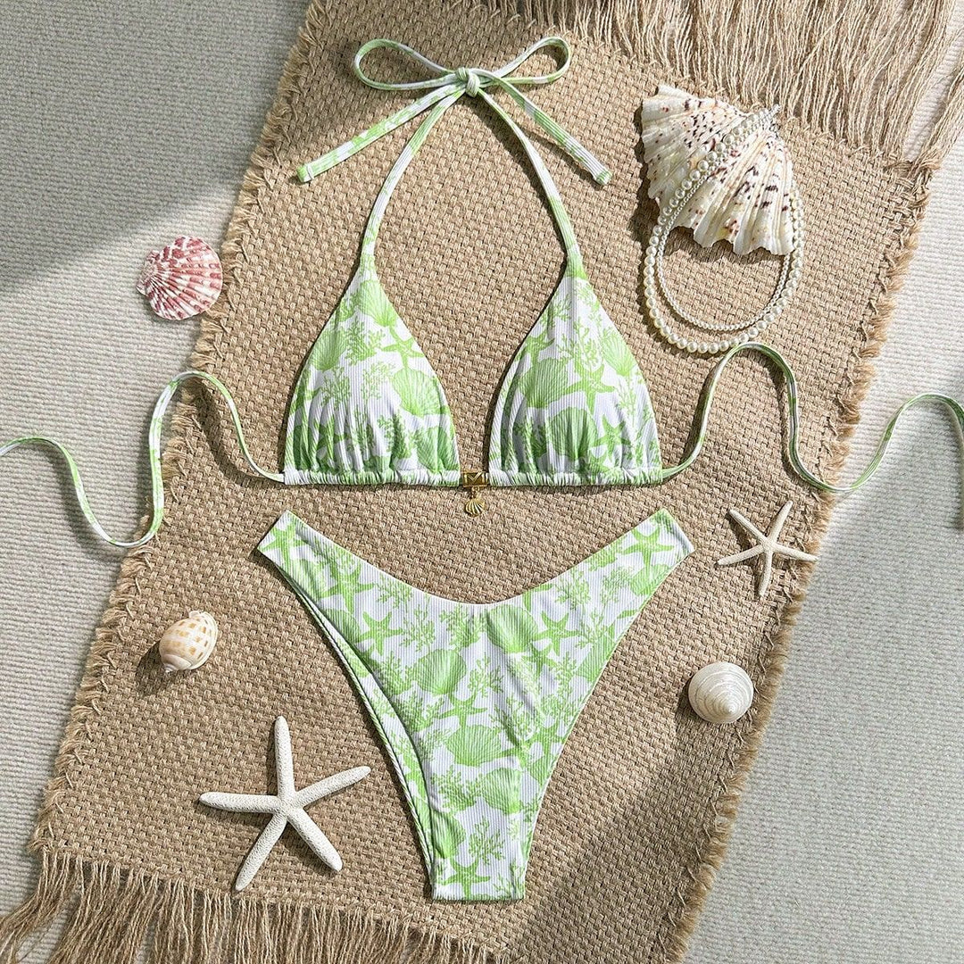 Damen Triangel-Bikini mit maritimem Korallenmuster Echo Archiv