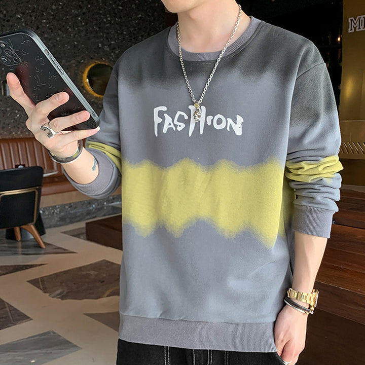 Herren Oversize Sweatshirt mit Batik-Effekt, Rundhals und Print – Marzano