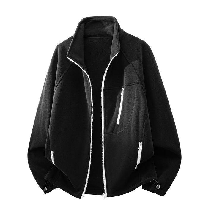 Unisex funktionale Mikrofleece Leistungsjacke mit Stehkragen, Brustreißverschluss und ergonomischen Raglanärmeln – Taviero