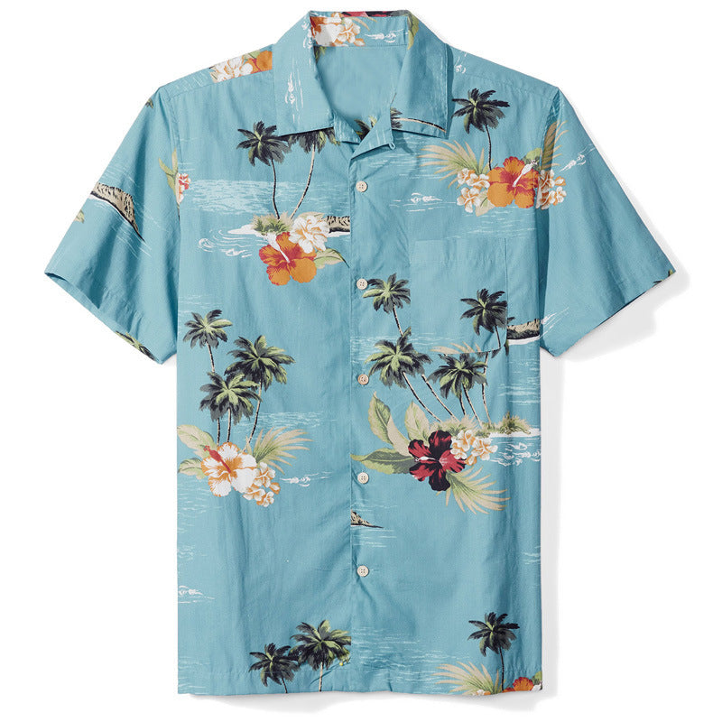Herren Kurzarm-Hemd im modernen Hawaii-Design mit floralem Muster und hochwertigem Stoff Echoarchiv