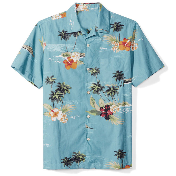 Herren Kurzarm-Hemd im modernen Hawaii-Design mit floralem Muster und hochwertigem Stoff Echoarchiv