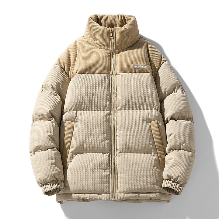 Herren Wattierte Cordoptik Steppjacke mit hohem Stehkragen und Thermofutter Echoarchiv