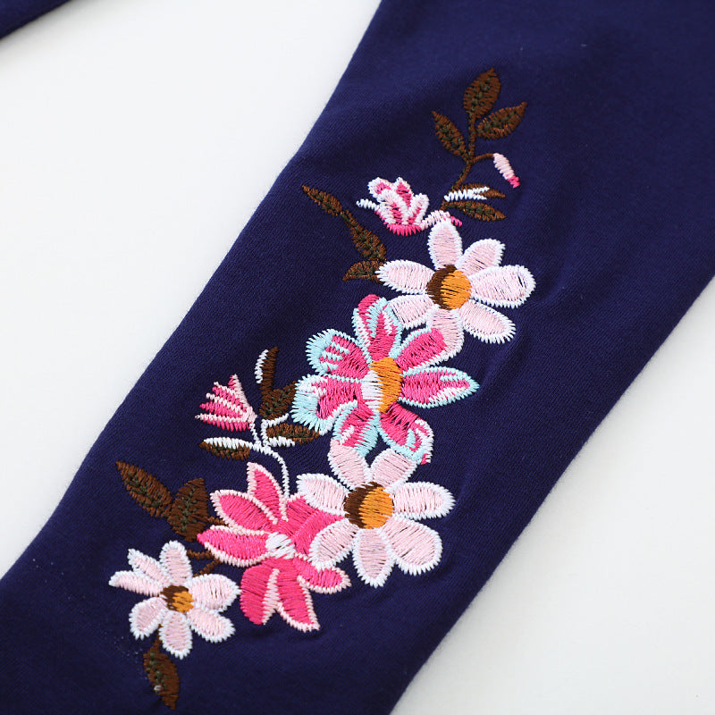 Mädchen Leggings mit floralem Stickdesign Echo Archiv