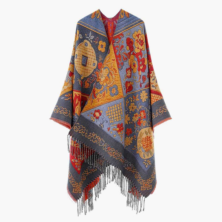 Damen Jacquard‑Überwurf im Wandteppich‑Jacquard mit Fransensaum – Avérine