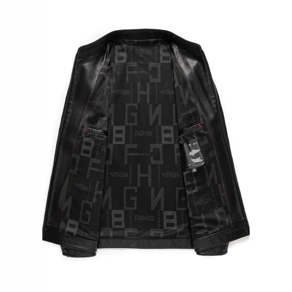 Herren lässige Kunstlederjacke mit modernem Stehkragen und eleganten Details Echoarchiv