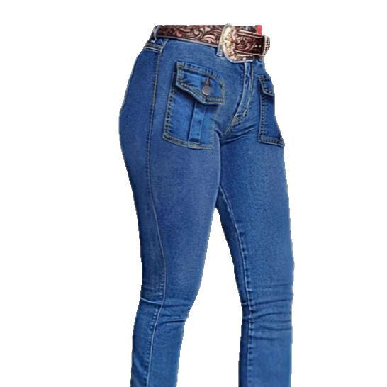 Damen Western-inspirierte Bootcut-Jeans mit Front-Klappentaschen und sculptendem Schnitt Echo Archiv