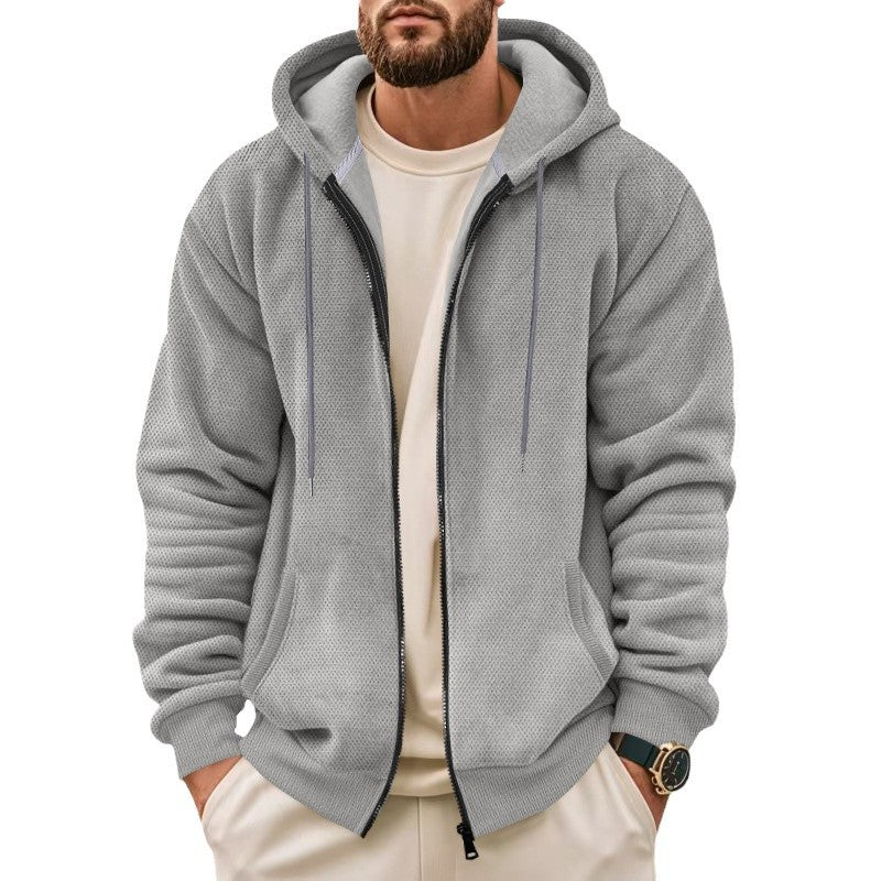 Herren Fleece Kapuzenjacke mit durchgehendem Reißverschluss und praktischen Taschen Echoarchiv