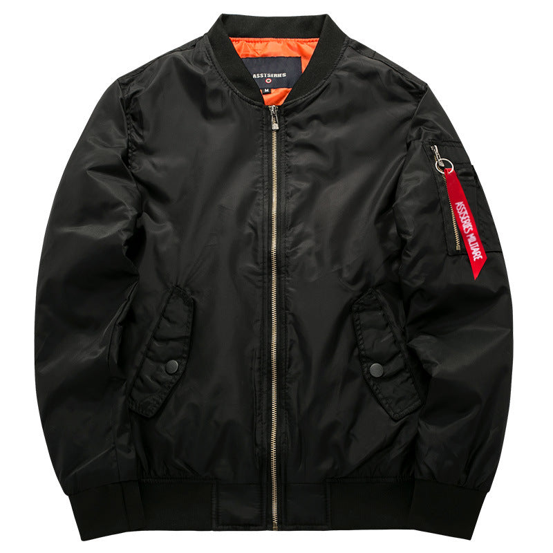 Men's minimalist nylon flight bomber with low-profile front pockets and zip sleeve tag – Brevano