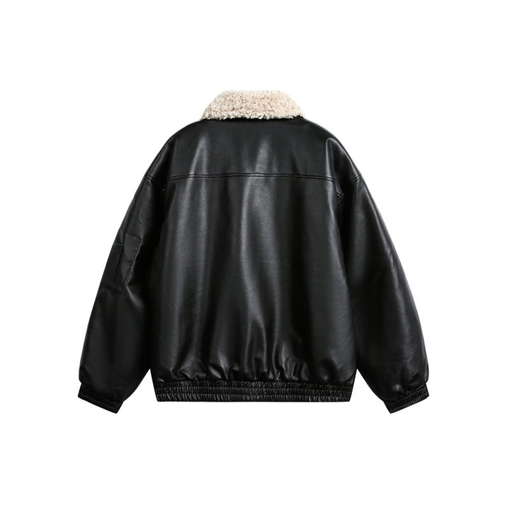 Herren Aviator-inspirierte Kunstleder‑Blousonjacke mit Teddy‑Umlegekragen und Ärmel‑Utilitytasche Echoarchiv