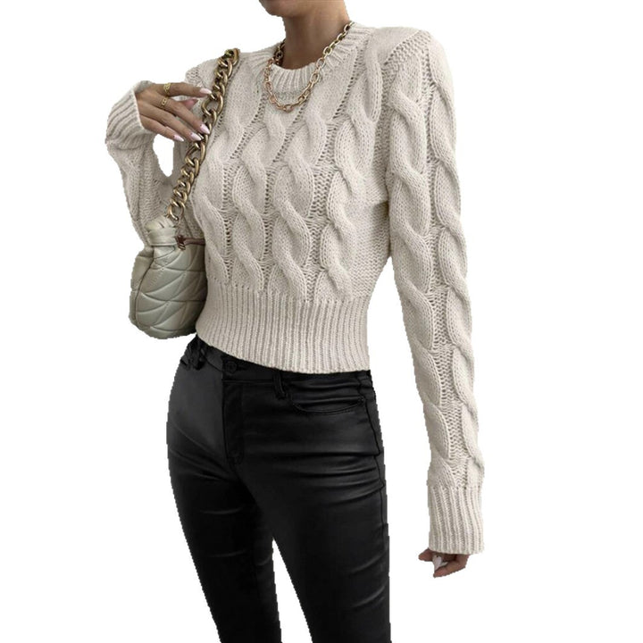Damen Feiner Zopf‑Strickpullover mit Rundhals und gerippten Bündchen – Mavelle
