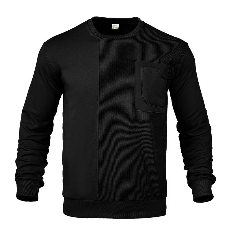 Herren nan strukturiertes Rundhals-Sweatshirt mit Brusttasche und asymmetrischem Rippenpanel Echo Archiv