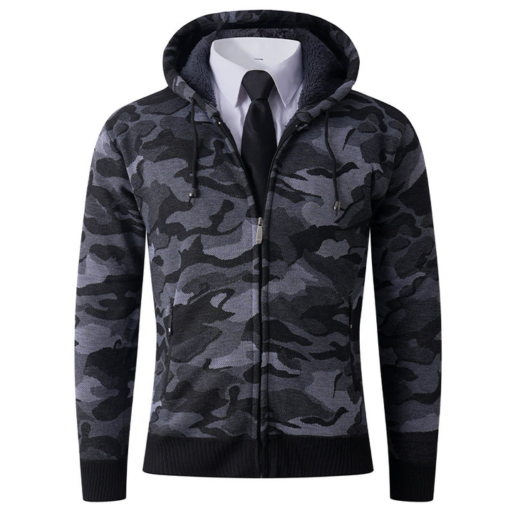 Herren modischer Hoodie mit gefütterter Kapuze und kräftigem Camouflage-Muster Echoarchiv