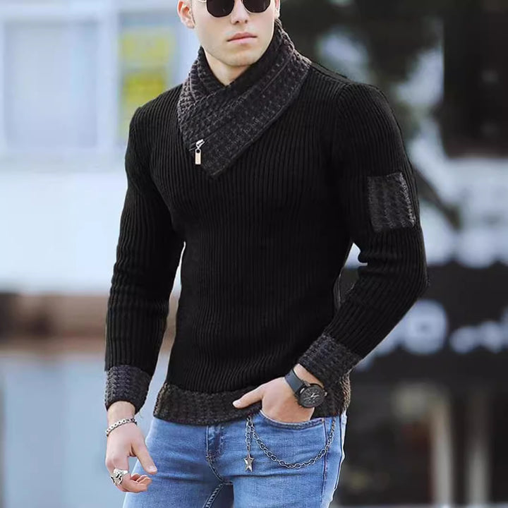 Herren strukturierter Pullover mit modernem Stehkragen Echoarchiv