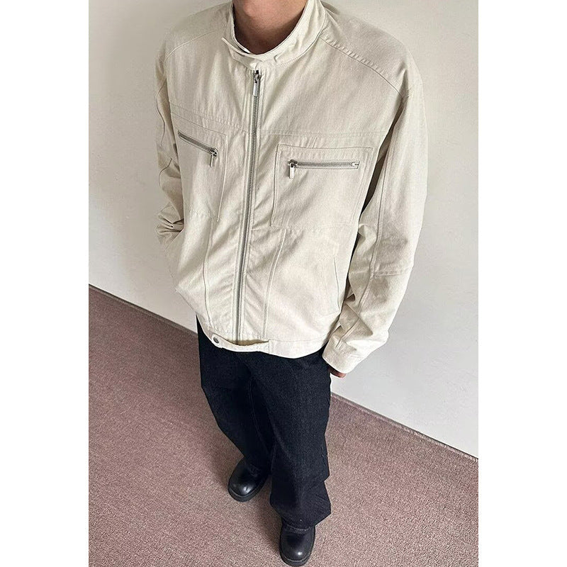 Herren Leichte Overshirt-Jacke mit Stehkragen und Reißverschlusstaschen Echo Archiv