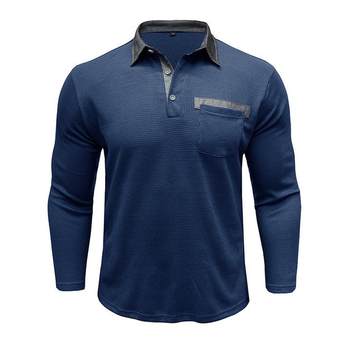 Herren Langarm Poloshirt mit strukturiertem Design Echoarchiv