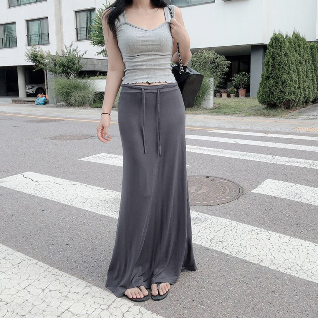 Damen nan Maxirock aus weichem Jersey mit Bindebund, hoher Taille und seitlichen Schlitzen Echo Archiv