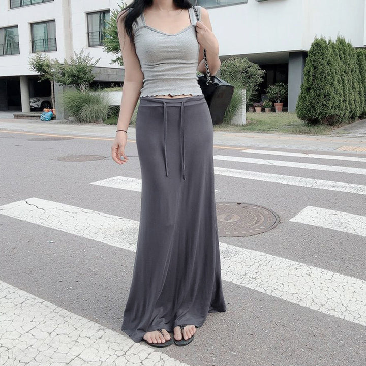 Damen nan Maxirock aus weichem Jersey mit Bindebund, hoher Taille und seitlichen Schlitzen Echo Archiv
