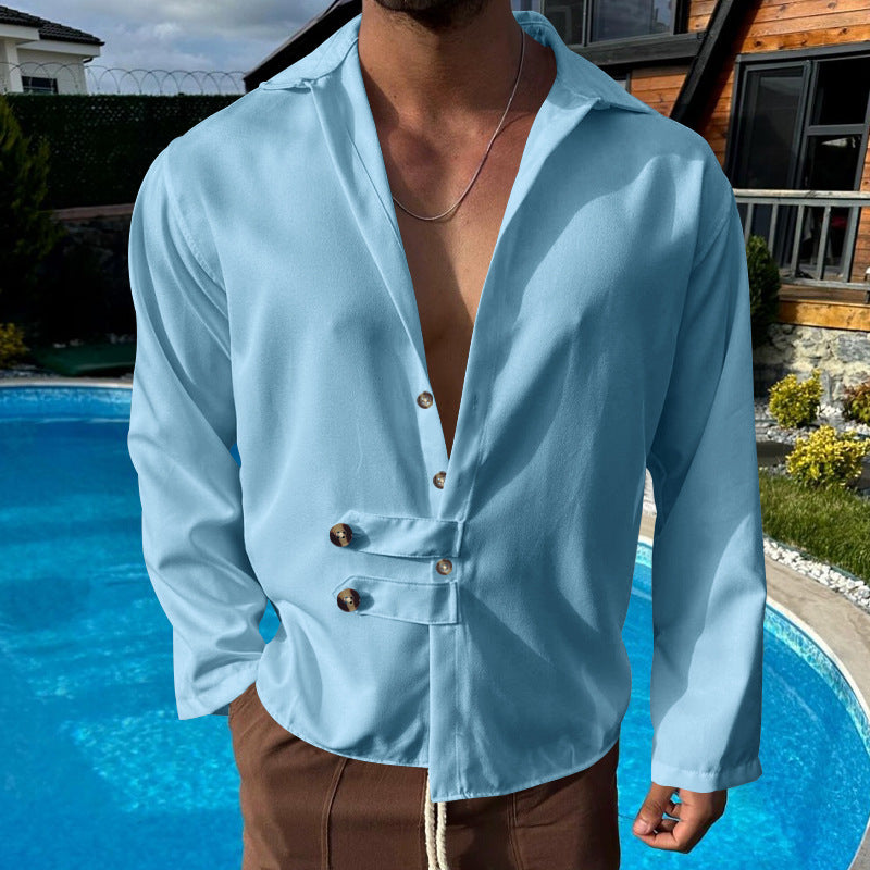 Herren elegantes Hemd mit modischem Knopfverschluss Echoarchiv
