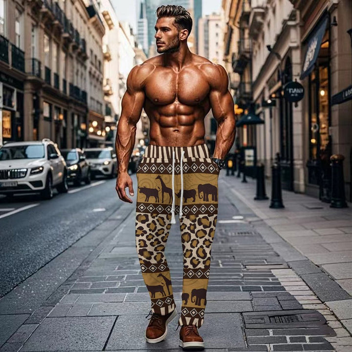 Herren elastische Jogginghose mit schickem Wasser-Motiv und praktischen Eingrifftaschen Echoarchiv